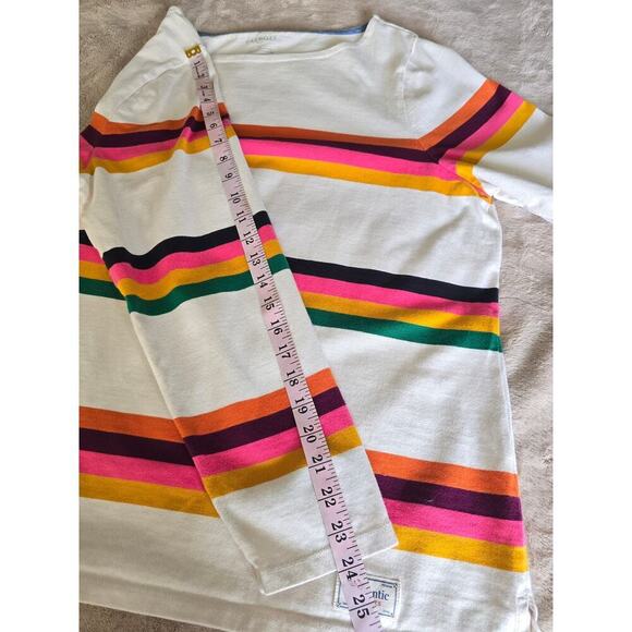 Talbots Annabelle Stripe Tee Plus Size 1X Cream Orange Green Cotton Jersey Knit - Picture 8 of 9